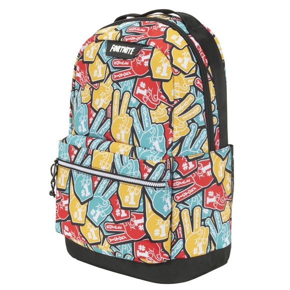 18" Licensed FORTNITE Red Yellow #1 Victory Royale Logo Backpack Laptop Bag - Picture 2 of 7